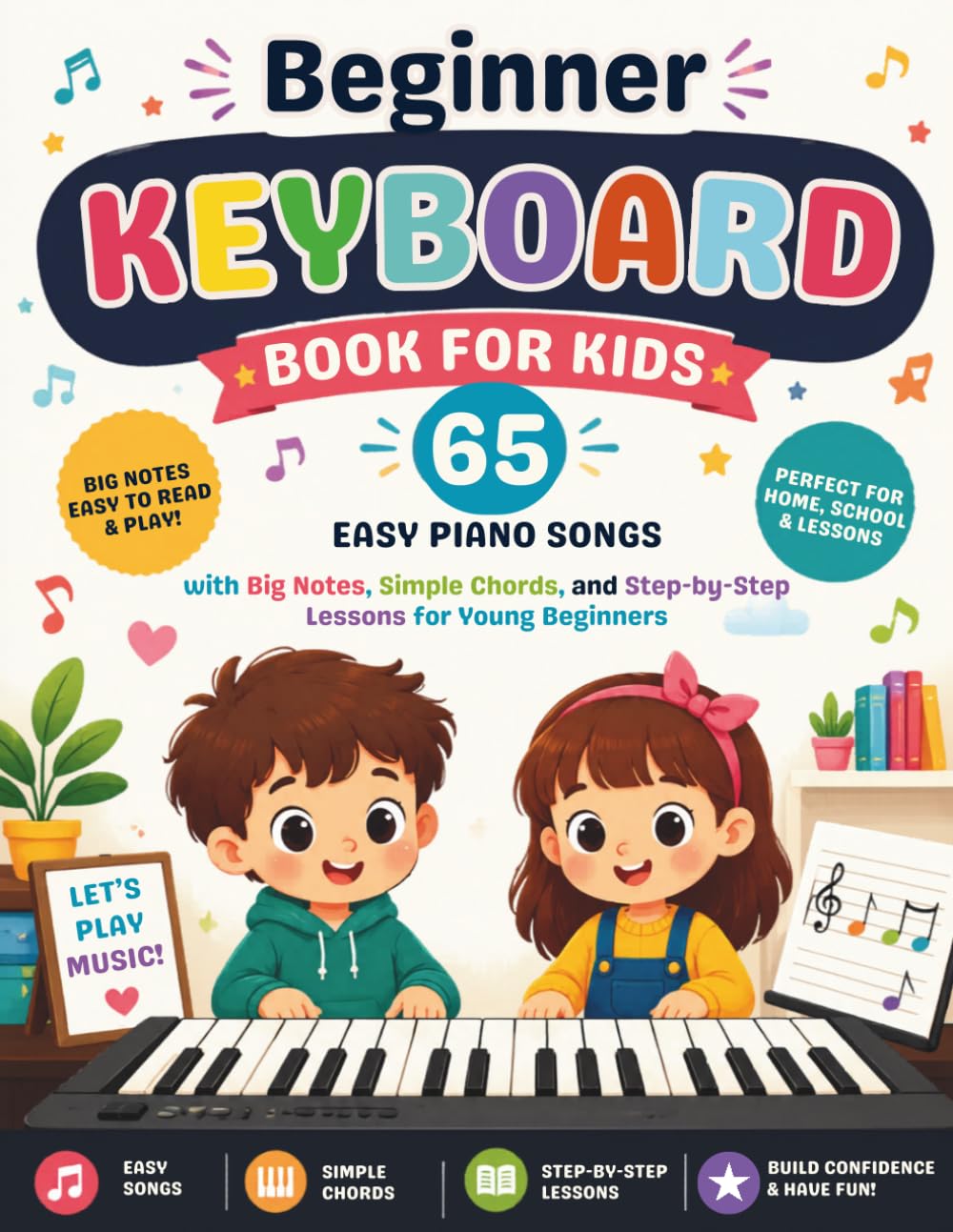 ler totalmente Beginner Keyboard Book for Kids: 65 Easy Piano Songs with Big Notes, Simple Chords, and Step-by-Step Lessons for Young Beginners