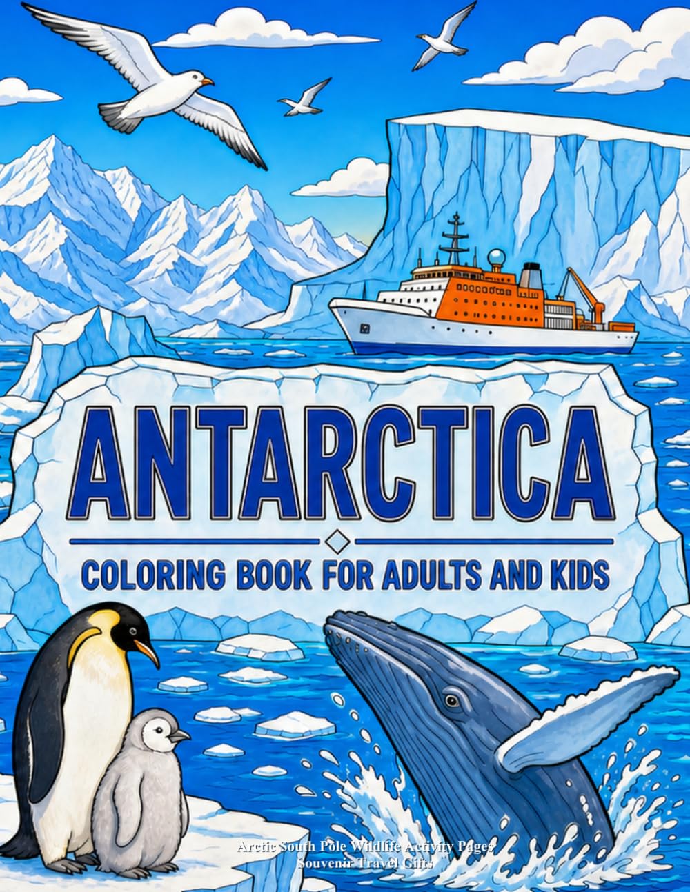 ler totalmente Antarctica Coloring Book for Adults and Kids: Arctic South Pole Wildlife Activity Pages Souvenir Travel Gifts