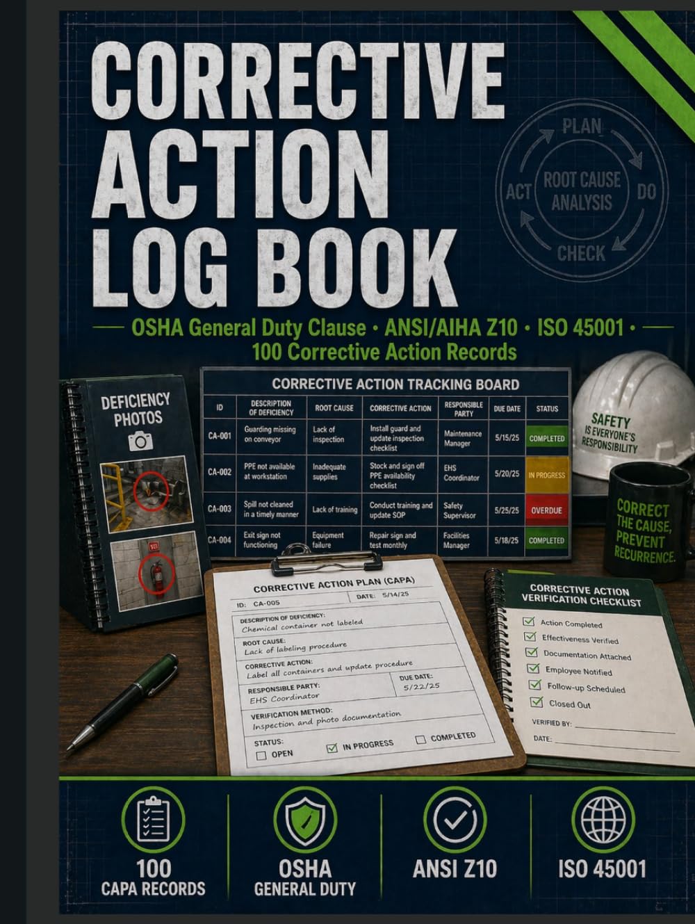 capítulo por capítulo baixar Corrective Action Log Book: OSHA General Duty Clause Self-Audit Documentation: 100 Incident Records with Root Cause Analysis Worksheets, Risk-Based... 45001 Compliance Tracker for Safety Managers