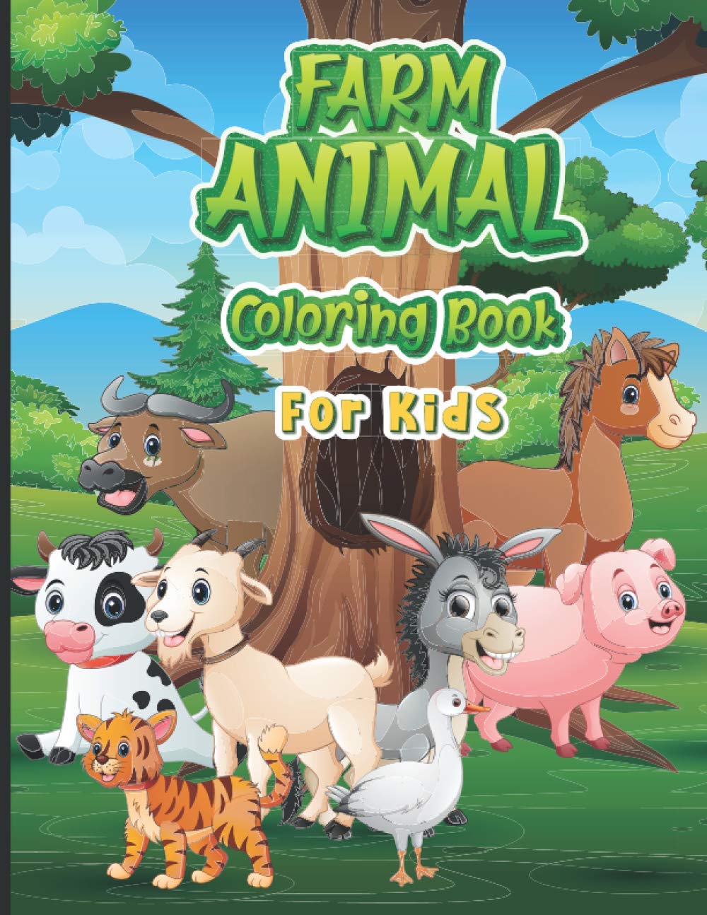 ler totalmente Farm Animals Coloring Book For Kids: All Farm Animals Taking Rest Under A Tree - A Farm Animals Coloring Book With Cute Horse Cow Pig Goat Sheep... and More! (Simple Coloring Book for Kids)