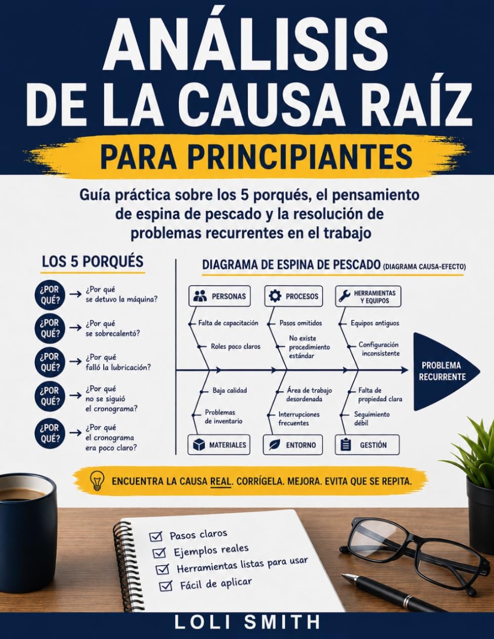 Análisis de la causa raíz para principiantes: Guía práctica sobre los 5 porqués, el pensamiento de espina de pescado y la resolución de problemas recurrentes en el trabajo (Spanish Edition) baixar o livro de graça