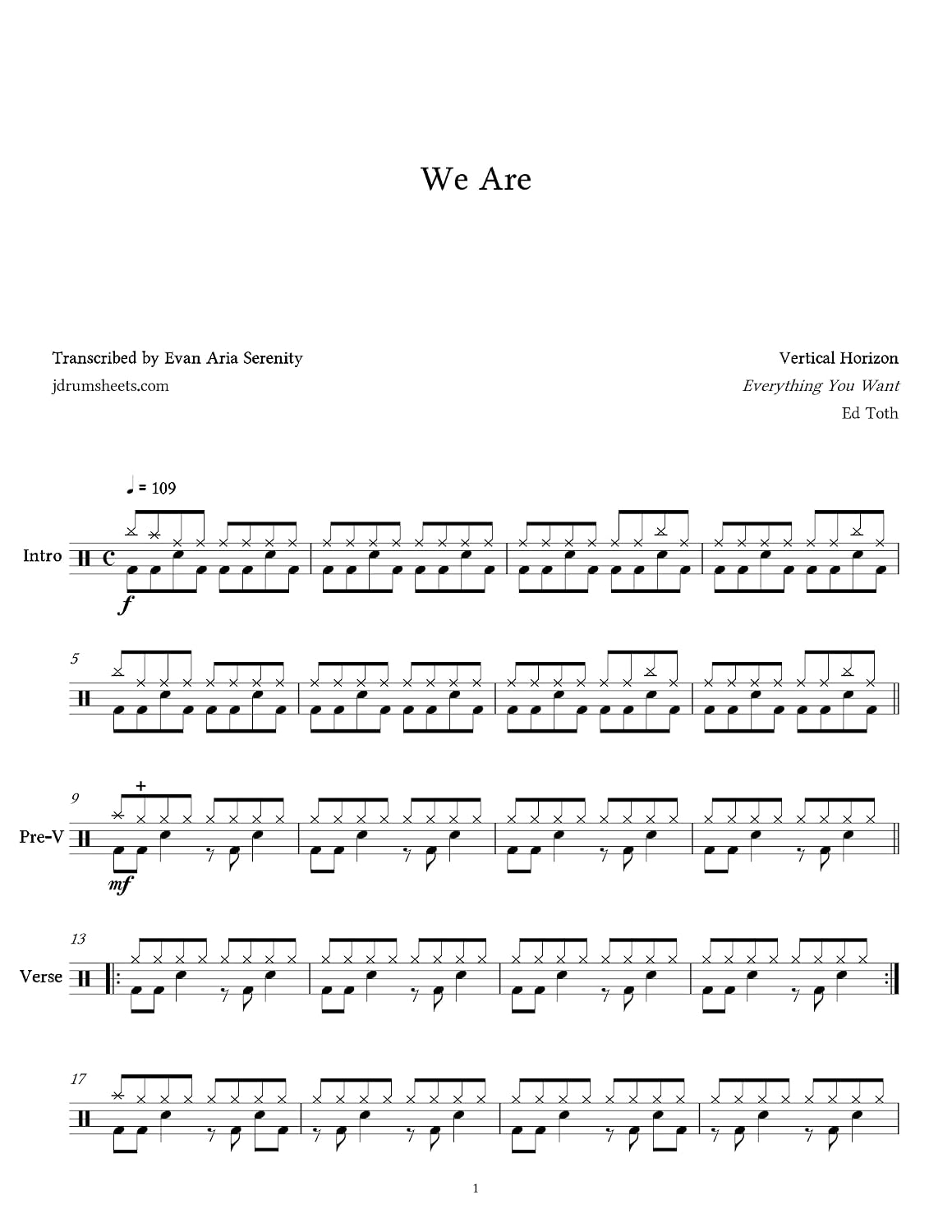 Vertical Horizon - We Are: Drum Sheet Music (JDS: Vertical Horizon Drum Sheet Music) (English Edition) baixar o livro de graça