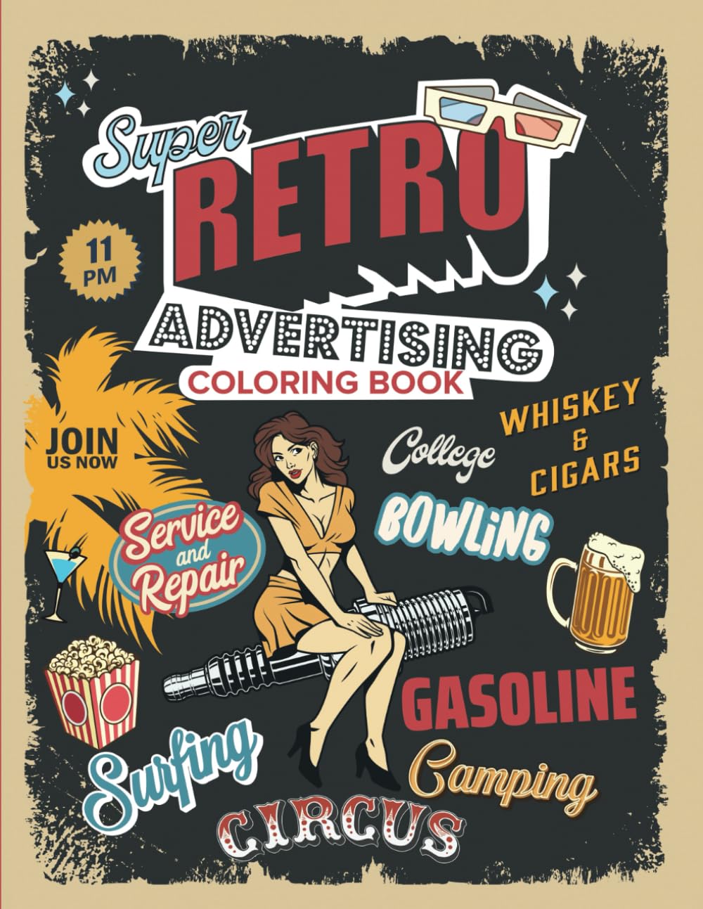 capítulo por capítulo baixar SUPER RETRO ADVERTISING COLORING BOOK: A Cool Unique Collection of 50 Coloring Pages for Adults | Beautiful Vintage Illustration Featuring Pin Ups, Fast Food, College, Travels and more.