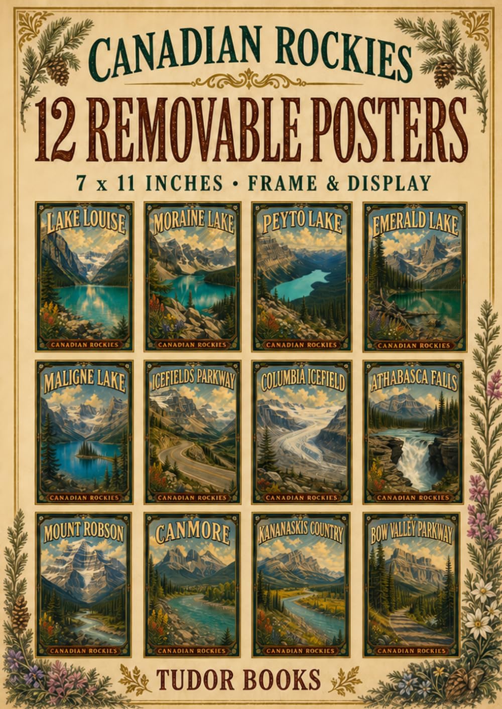 Canadian Rockies: 12 Removable Vintage Travel Posters: Lake Louise, Moraine Lake, Peyto Lake, Banff & More | Retro Mountain Wall Art to Collect, Frame and Display (12 Posters to Frame & Display) baixar livro de graça