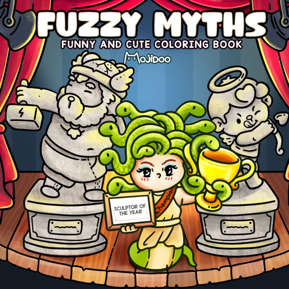 ler totalmente Fuzzy Myths: Cozy and Cute Coloring Book for Adults and Teens with Greek Mythology Characters and Cat Friend in Funny Modern Life Scenes