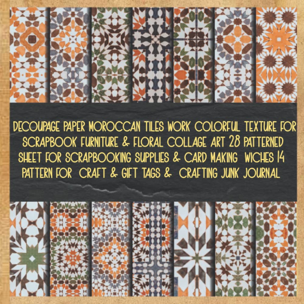 decoupage paper moroccan tiles work colorful texture for scrapbook furniture & floral collage art 28 patterned sheet for scrapbooking supplies & card... craft & gift tags & crafting junk journal baixar livro de graça