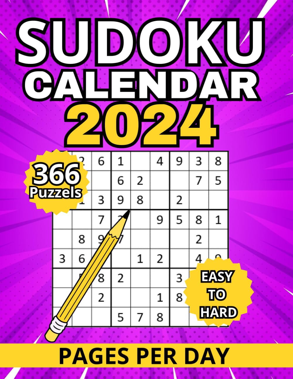 ler totalmente sudoku calendar 2024 page a day: Large Print with One Puzzle per Page For Seniore And Adults | Easy To Hrad | 366 Puzzles To Brain Challenge With Sulation.