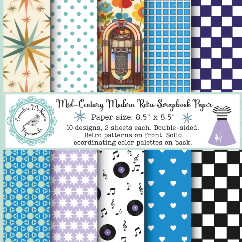 Mid-Century Modern Retro Scrapbook Paper: Vintage Craft Pad, 1950's and 1960's Theme, Jukebox, Polka Dot Patterns, Double Sided for Papercrafts... Cardmaking, Junk Journals, Bookmaking) baixar livro de graça