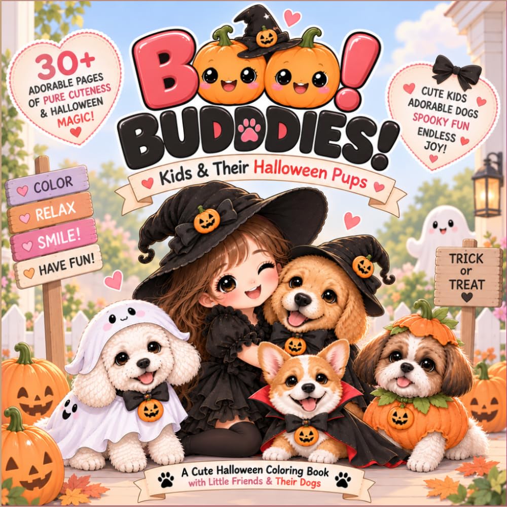 capítulo por capítulo baixar Boo! Buddies!: Kids & Their Halloween Pups: A Cute Halloween Coloring Book with Little Friends & Their Dogs