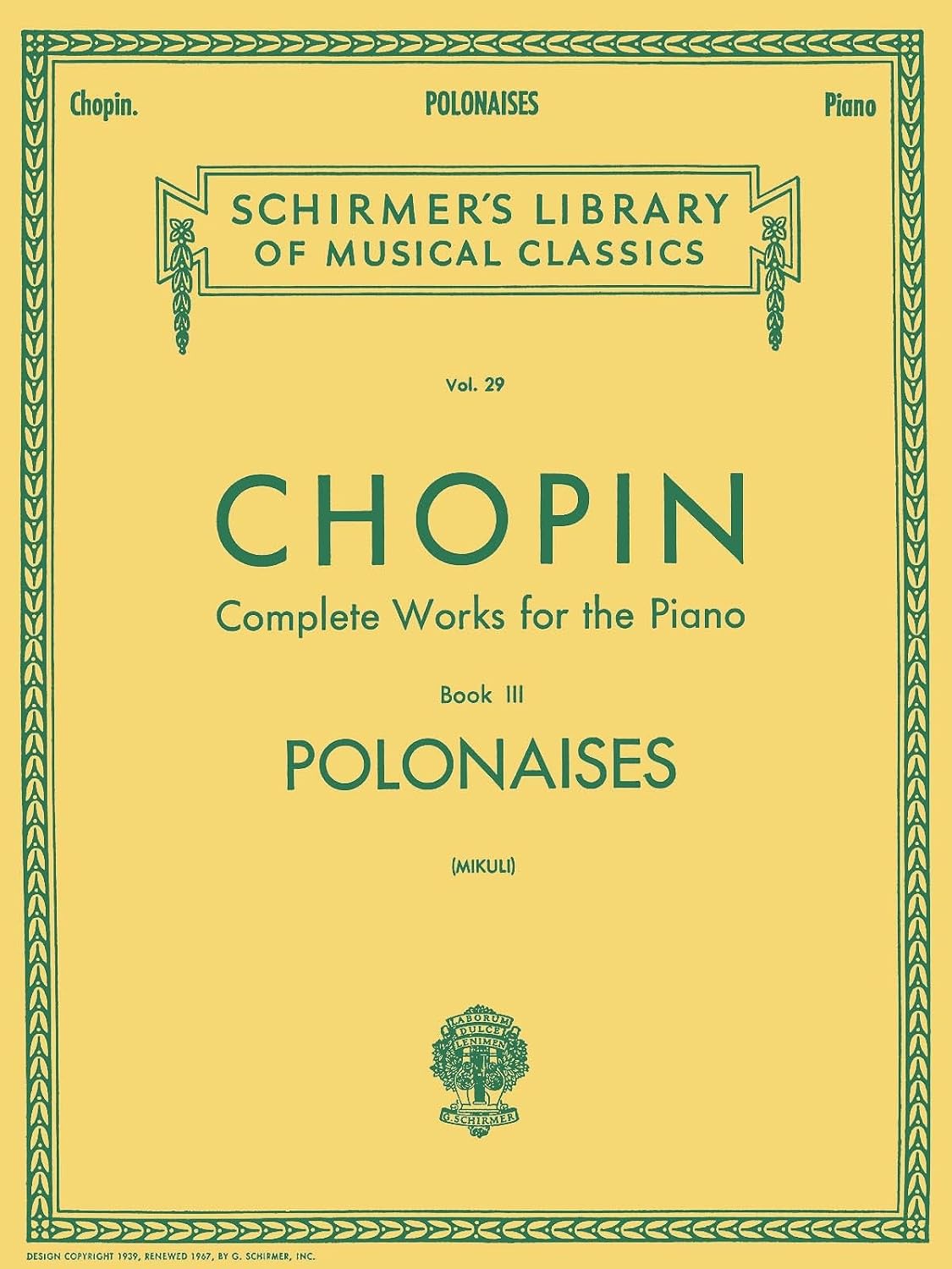 Polonaises: Schirmer Library of Classics Volume 29 Piano Solo