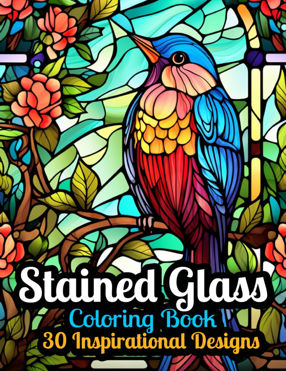 Stained Glass Coloring Book 30 Inspirational Designs: Adult Easy Pattern Book with Animals and Flowers for Mindfulness and Stress Relief baixar o livro de graça