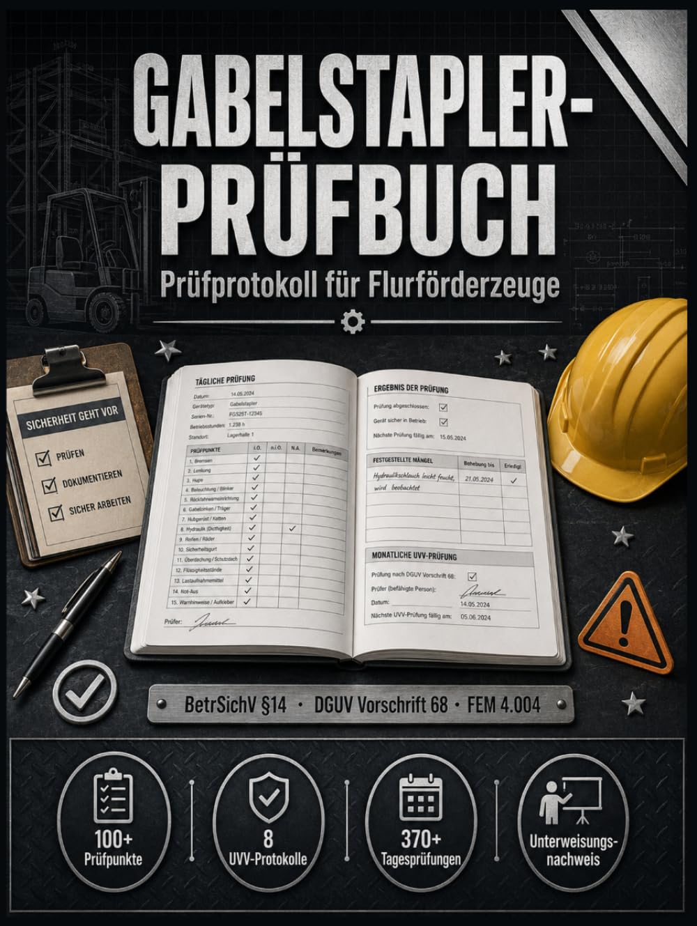 Gabelstapler-Prüfbuch: Prüf- und Wartungsdokumentation für Flurförderzeuge – Wöchentliche Einsatzprüfung, UVV-Protokoll und Unterweisungsnachweis nach BetrSichV §14 und DGUV Vorschrift 68 baixar o livro de graça