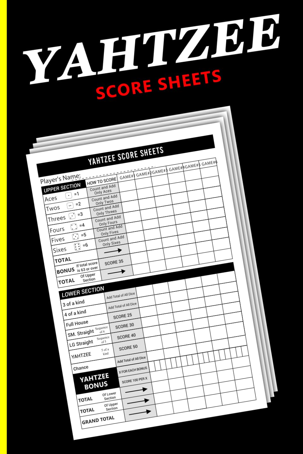 ler totalmente Yahtzee Score Sheets: Large print scorekepping books for yahtzee, yahtzee score pads (100+ Pages, 6x9 Inches)