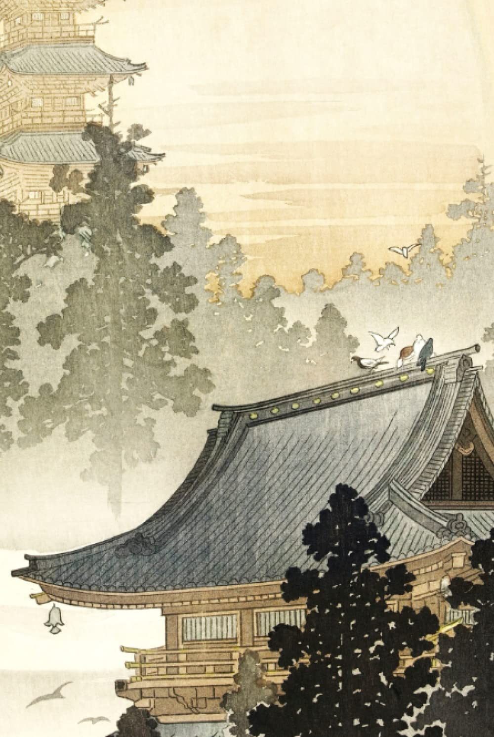 ler totalmente Ohara Koson Pagoda and rainbow (1900-1910), 120 Pages, 6” x 9” Lined Paper Journal/Diary/Notebook, Hardcover: Ideal for journaling, writing and... for Art Lovers, Adults, College Students