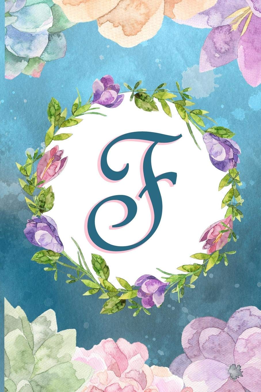 F: Watercolor Monogram Handwritten Initial F with Vintage Retro Floral Wreath Elements - College Ruled Lined Writing Journal, Notebook, Composition Book, Inspirational Journal or Diary 6x9'' 120 pages baixar livro de graça