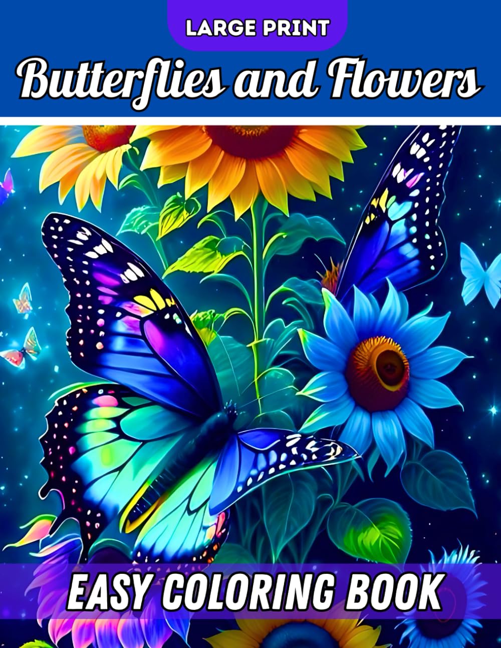 Large Print Butterflies and Flowers Easy Coloring Book: 50 Large Print Butterfly and Flower Coloring Book for Adults and Seniors – A Calming Coloring Book for Stress Relief and Relaxation. baixar livro de graça