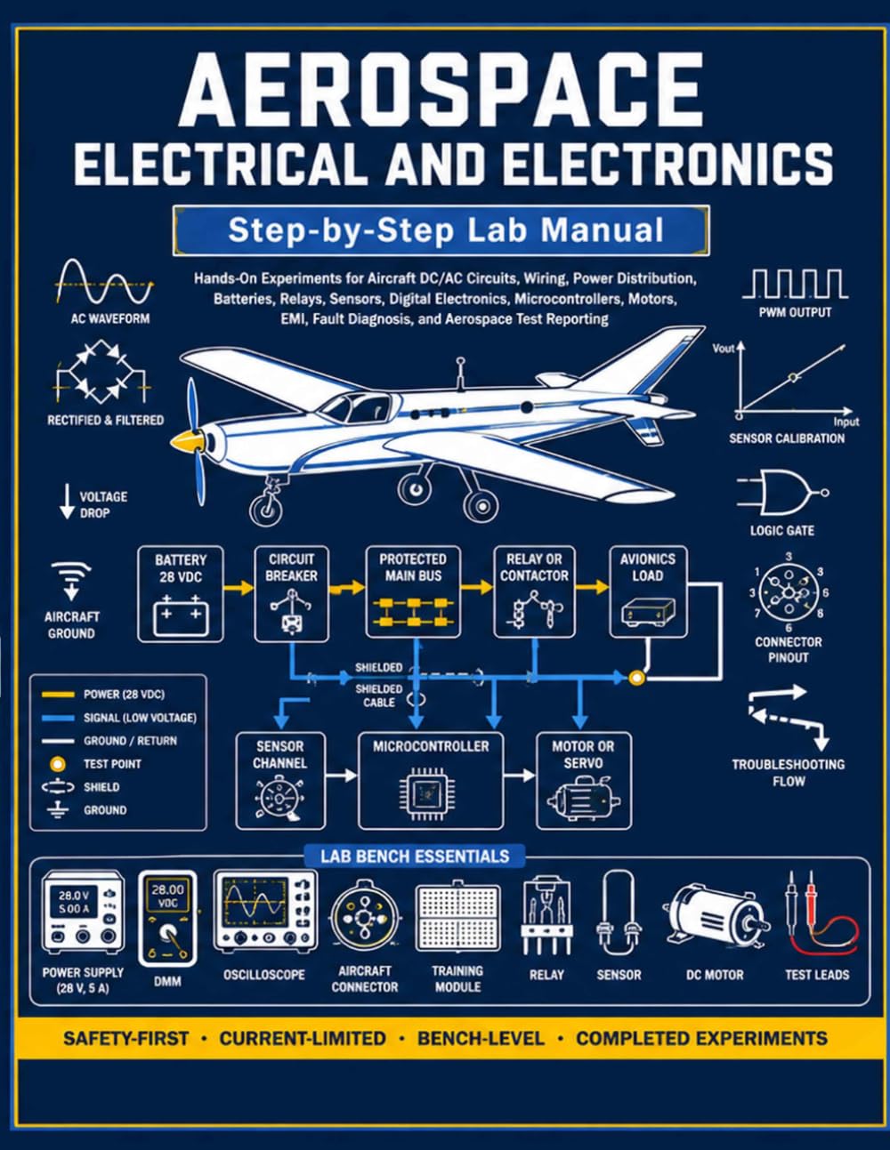 Aerospace Electrical and Electronics Step-by-Step Lab Manual: Hands-On Experiments • Completed Data • Fault Diagnosis • Professional Test Reporting