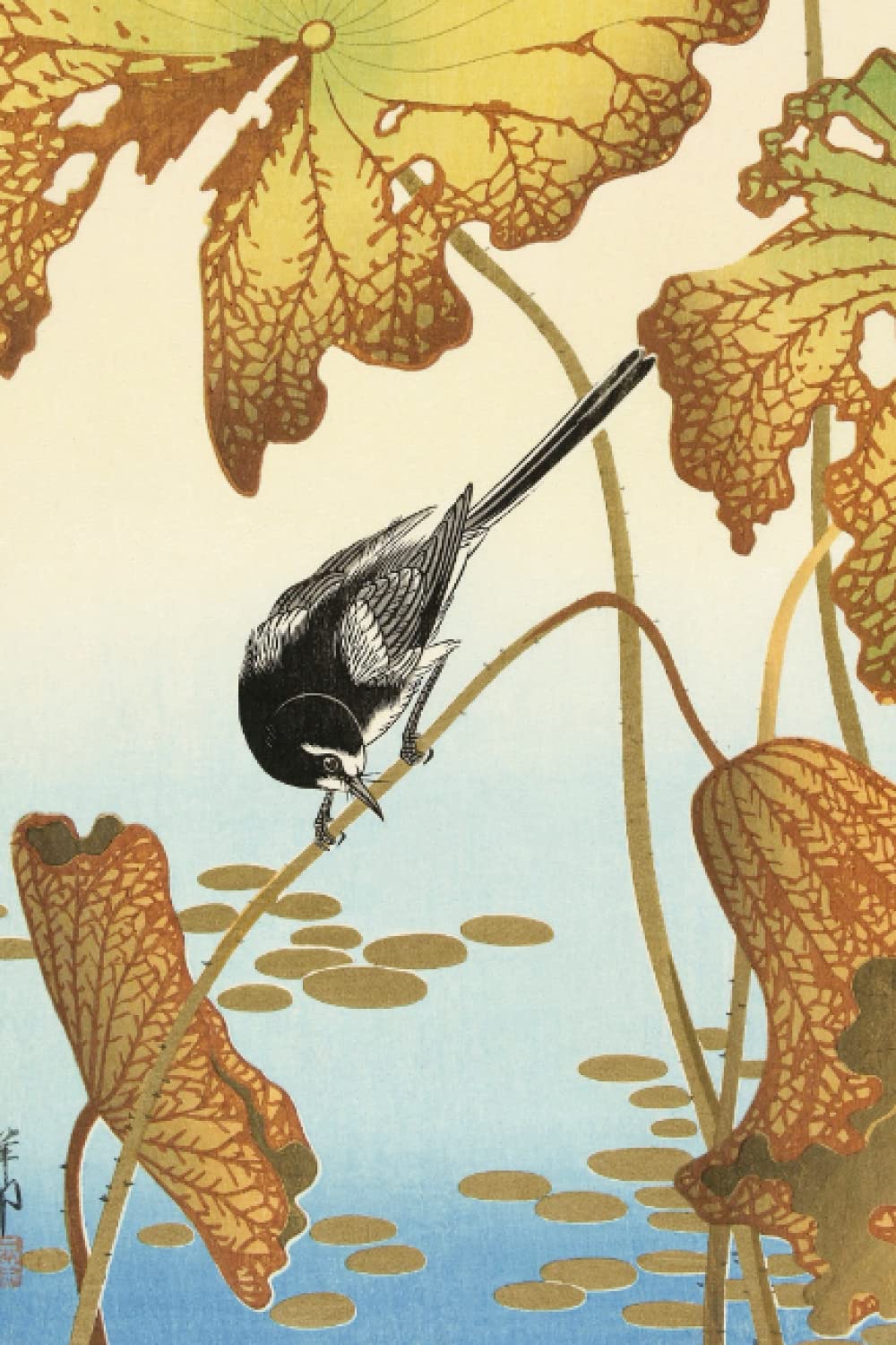 Ohara Koson Japanese wagtail on lotus plant (1925-1936), 120 Pages, 6” x 9” Lined Paper Journal/Diary/Notebook, Paperback cover: Ideal for... for Art Lovers, Adults, College Students baixar o livro de graça