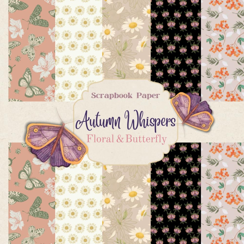 Autumn Whispers: Floral & Butterfly Vintage Boho Paper Pad: 20 Sheets Double Sided, 8.5" X 8.5", Craft Paper Pad For Scrapbooking baixar o livro de graça