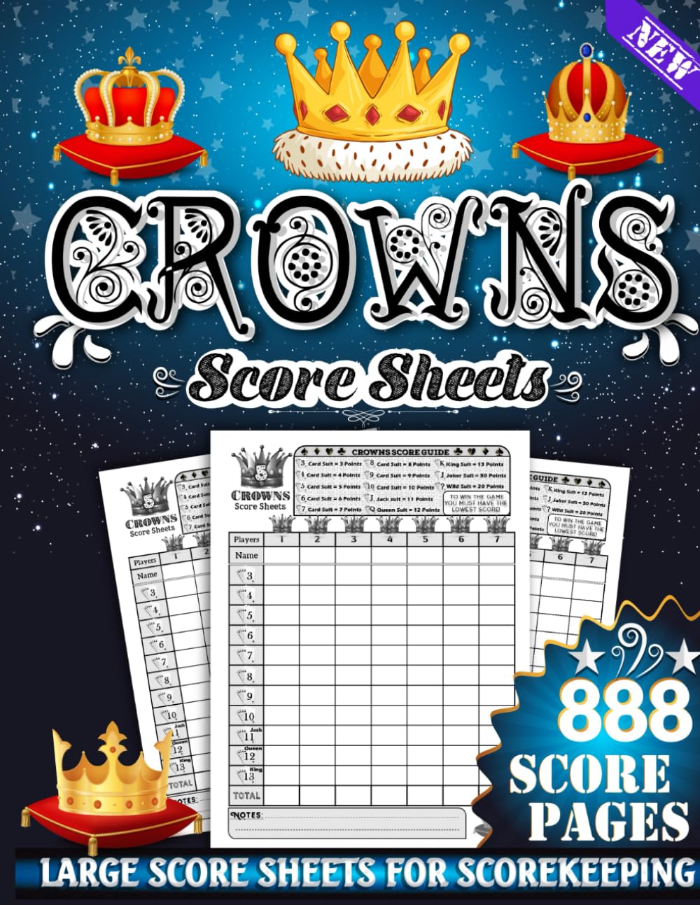 ler totalmente Crowns Score Sheets: 888 Large Score Pads for Scorekeeping: Crowns Score Cards | 8.5 x 11 Inch Score Sheets with Rules | Perfect for Seniors and Family Fun (Score Book)