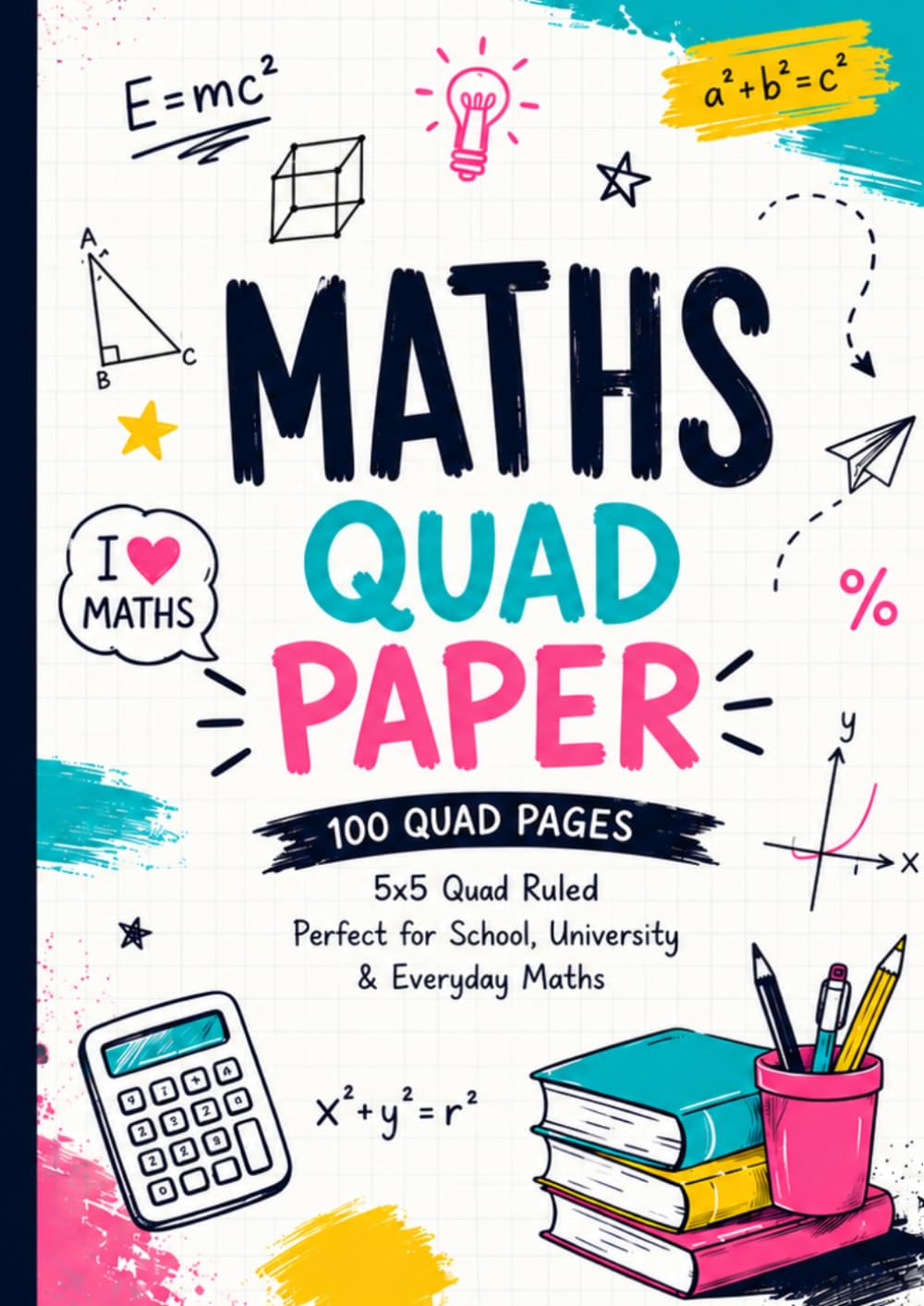 Maths Quad Paper: 100 Pages of 5x5 mm Quad Ruled Grid Paper for School, University, Algebra, Graphs and Everyday Maths baixar o livro de graça
