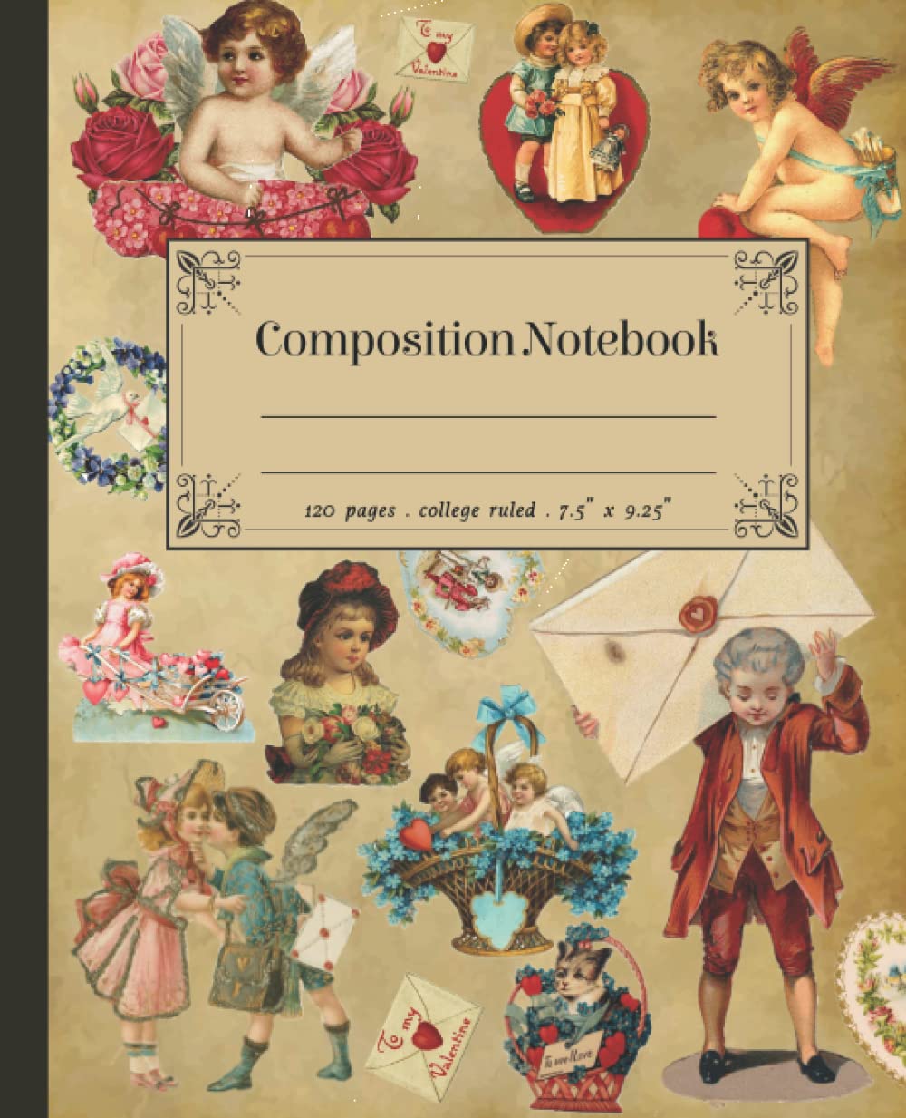 ler totalmente Composition Notebook: College Ruled Lines of Vintage Victorian-Era Romance Illustration. Ephemera-style drawing with a passe look