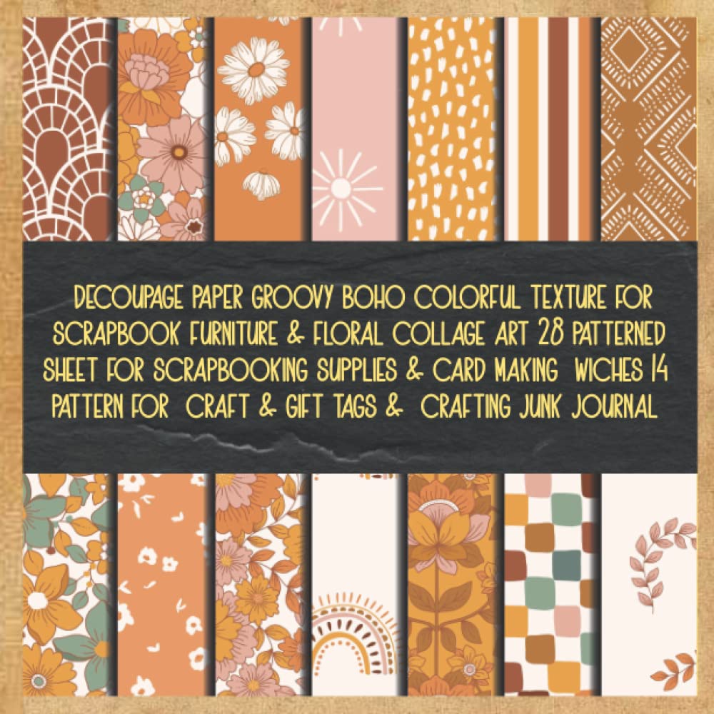 decoupage paper groovy boho colorful texture for scrapbook furniture & floral collage art 28 patterned sheet for scrapbooking supplies & card making... craft & gift tags & crafting junk journal baixar livro de graça