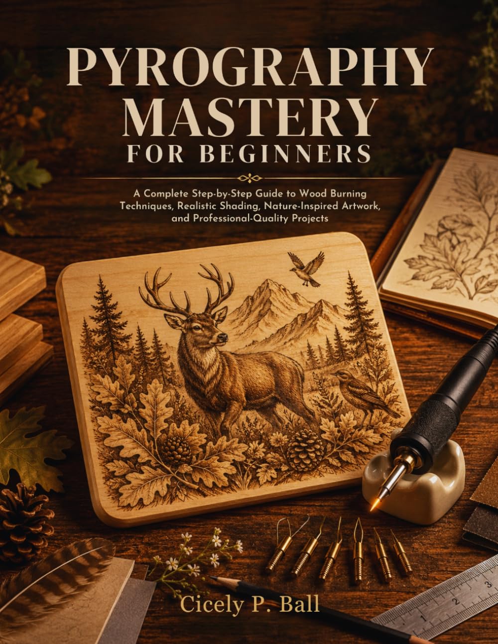 ler totalmente PYROGRAPHY MASTERY FOR BEGINNERS: A Complete Step-by-Step Guide to Wood Burning Techniques, Realistic Shading, Nature-Inspired Artwork, and Professional-Quality Projects