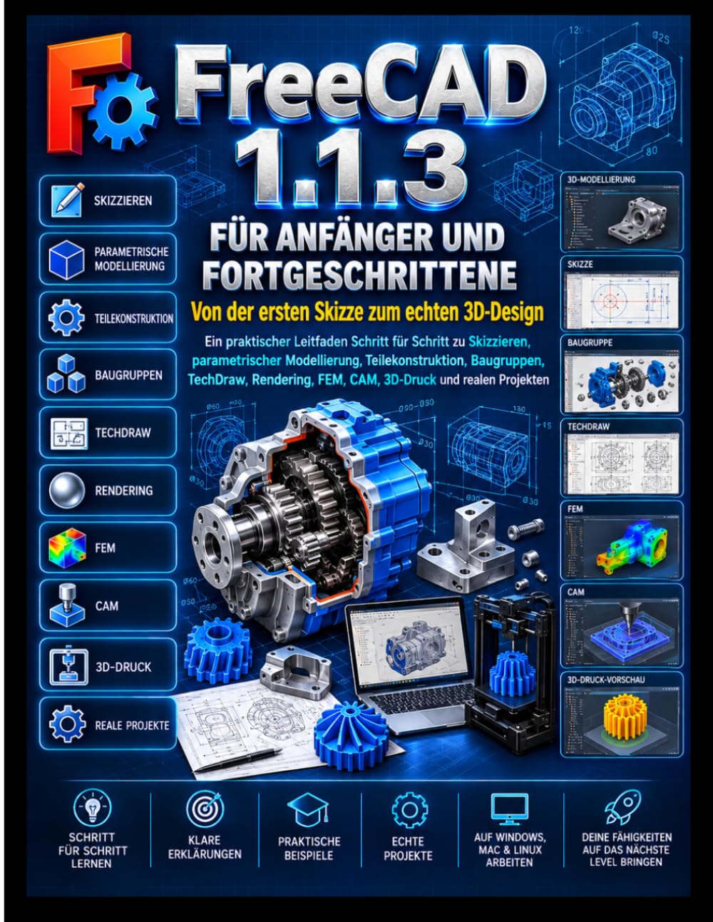 FREECAD 1.1.3 FÜR ANFÄNGER UND FORTGESCHRITTENE:Von der ersten Skizze zum echten 3D-Design (German Edition) baixar livro de graça