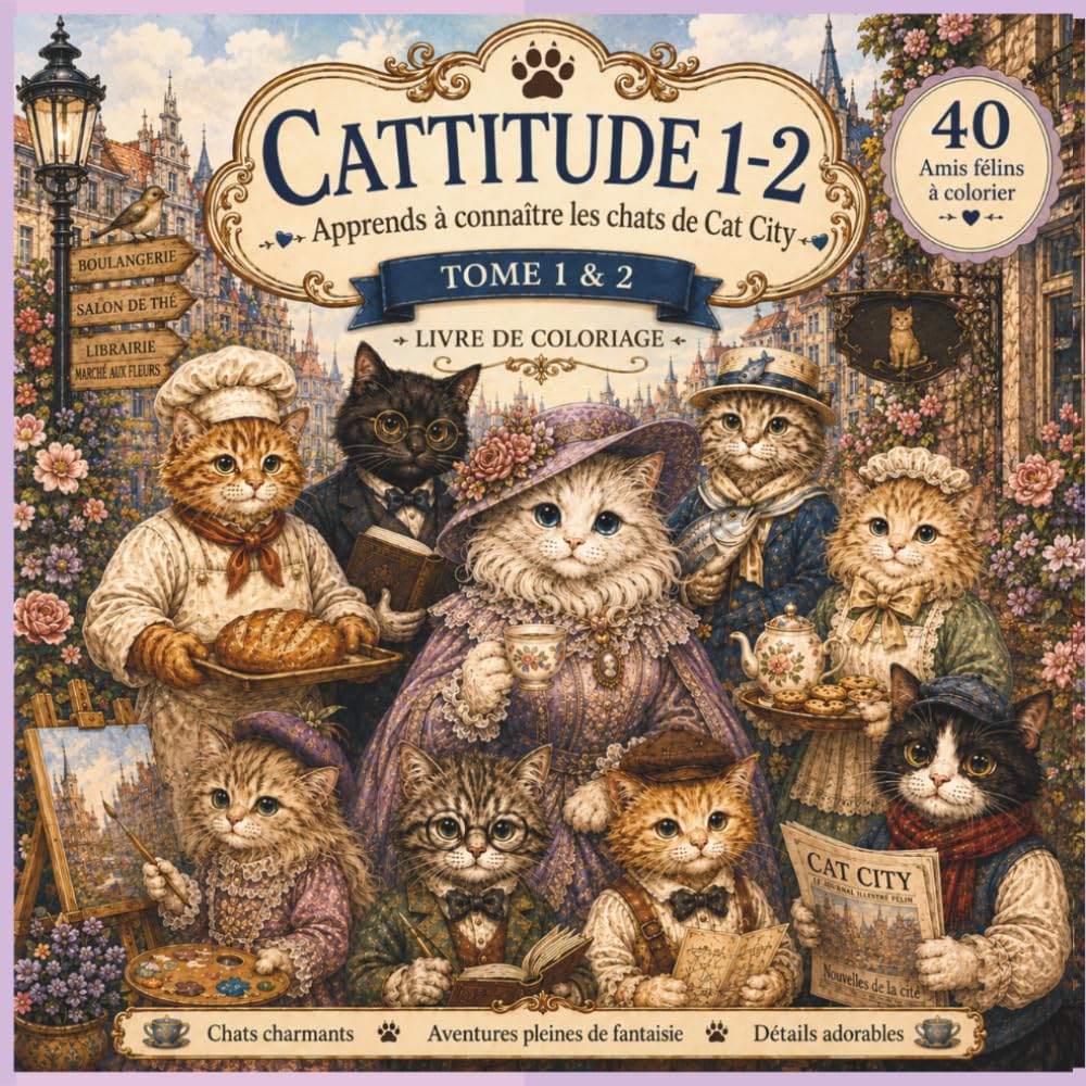 Livre de coloriage Chats pour adultes et enfants: 40 chats victoriens au style vintage | Cat City: CATTITUDE 1 & 2 – Découvrez les chats de Cat City (French Edition) baixar o livro de graça
