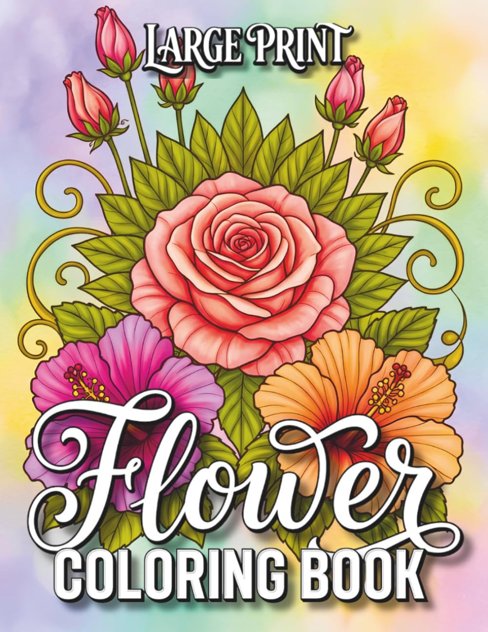 Large Print Flower Coloring Book: A Stunning Collection of Flower Designs Including Bouquets, Wreaths and Mandalas for Adults, Relaxation and Stress-Free Coloring baixar livro de graça