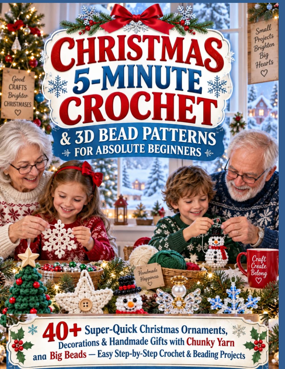 CHRISTMAS 5-MINUTE CROCHET & 3D BEAD PATTERNS FOR ABSOLUTE BEGINNERS: 40+ Super-Quick Christmas Ornaments, Decorations & Handmade Gifts with Chunky Yarn and Big Beads — Easy Crochet & Beading Projects baixar livro de graça