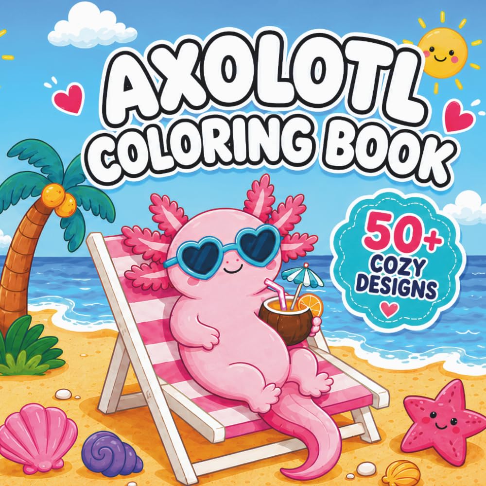 Axolotl Coloring Book: 50+ Cozy and Super Cute Designs for Axolotl Lovers - Toddlers, Kids and Even Teens (Cozy Coloring Adventures) baixar o livro de graça