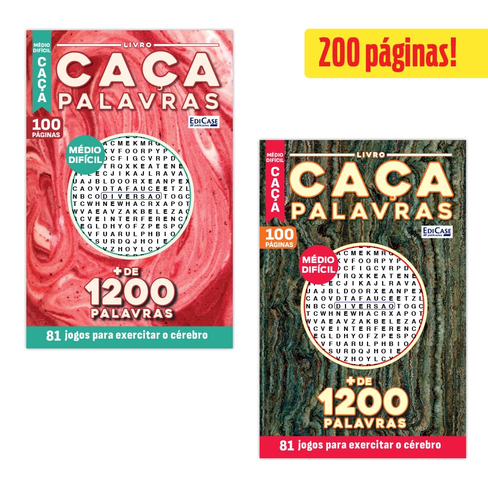 Kit 2 Livros Caça-Palavras ed.10 - Médio/Difícil - 64 e 66: 200 páginas e 152 jogos para exercitar o cérebro baixar o livro de graça