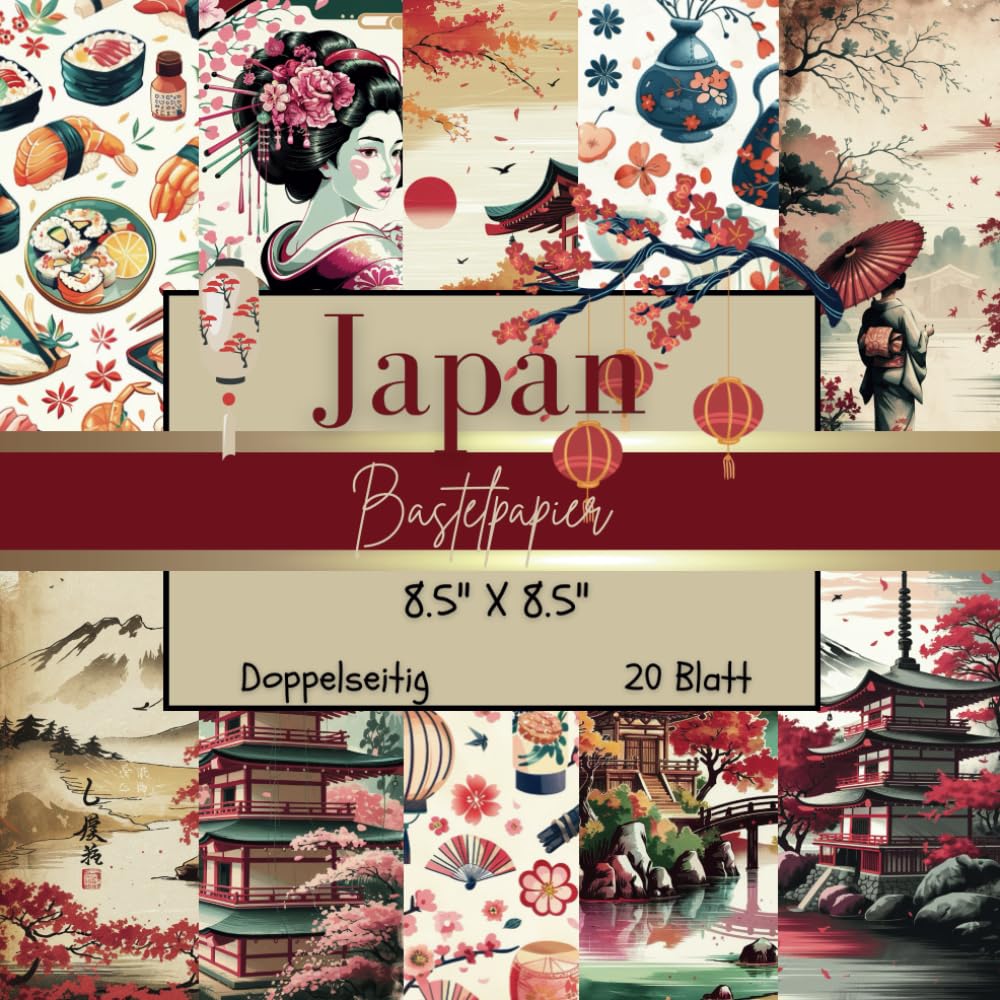 Bastelpapier Japan: Asien Scrapbook Papier Kollektion: 8.5" x 8.5", Quadratisch, Doppelseitig I Junk Journal I Decoupage I DIY Karten | Dekoratives Motivpapier | Origami | Vintage (German Edition) baixar o livro de graça