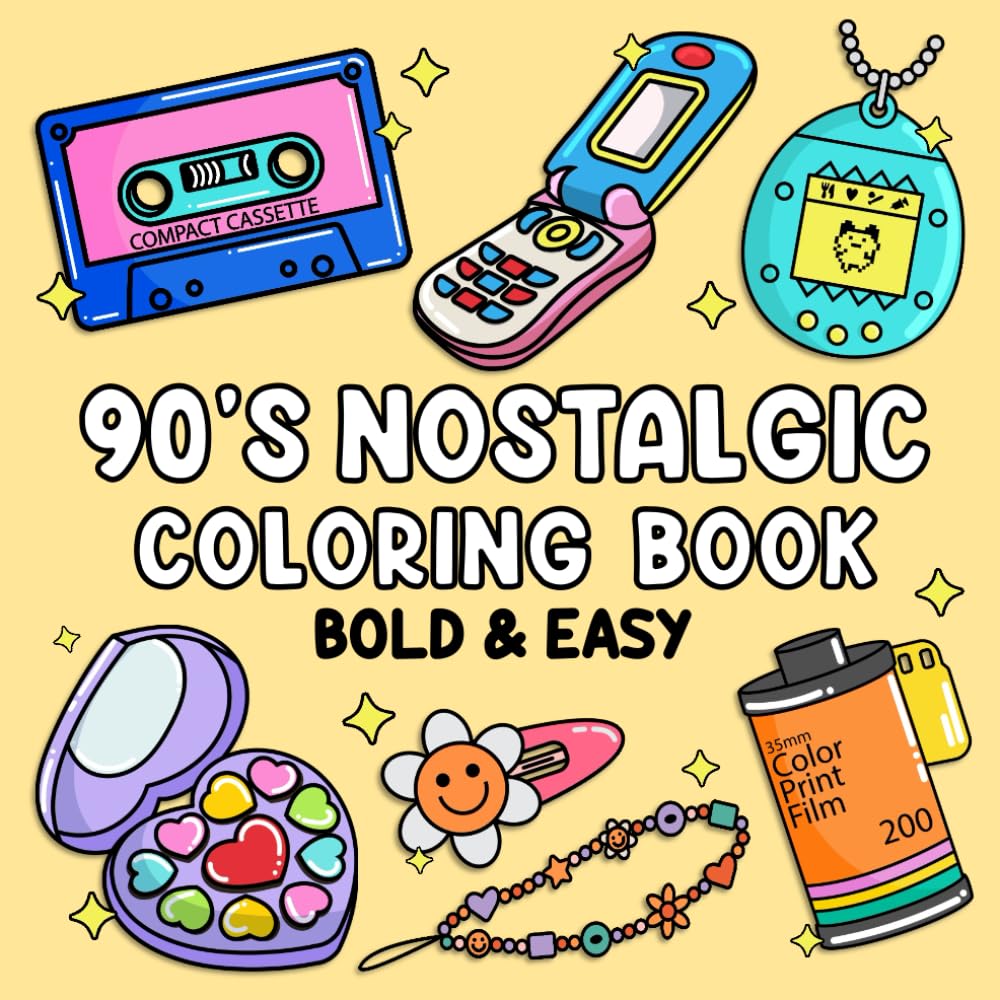 capítulo por capítulo baixar 90s Nostalgic Coloring Book: 40 Bold & Easy Designs for Adults and Kids, Color Your Memories for Relaxation