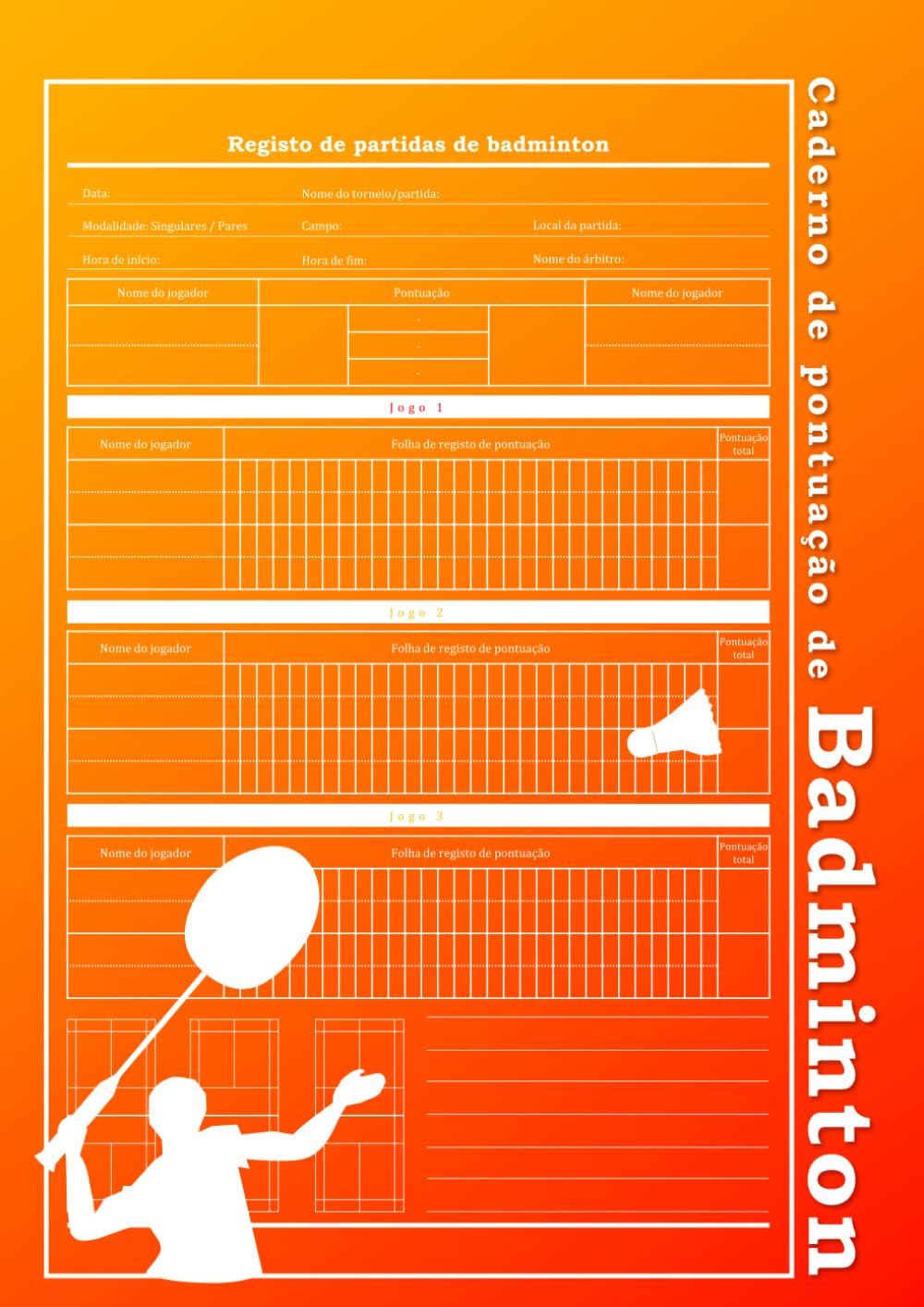 ler totalmente Caderno de pontuação de badminton | Permite registar até 100 partidas, tamanho grande fácil de escrever (tamanho A4), inclui diagramas do campo de... e estudo de estratégias (Portuguese Edition)