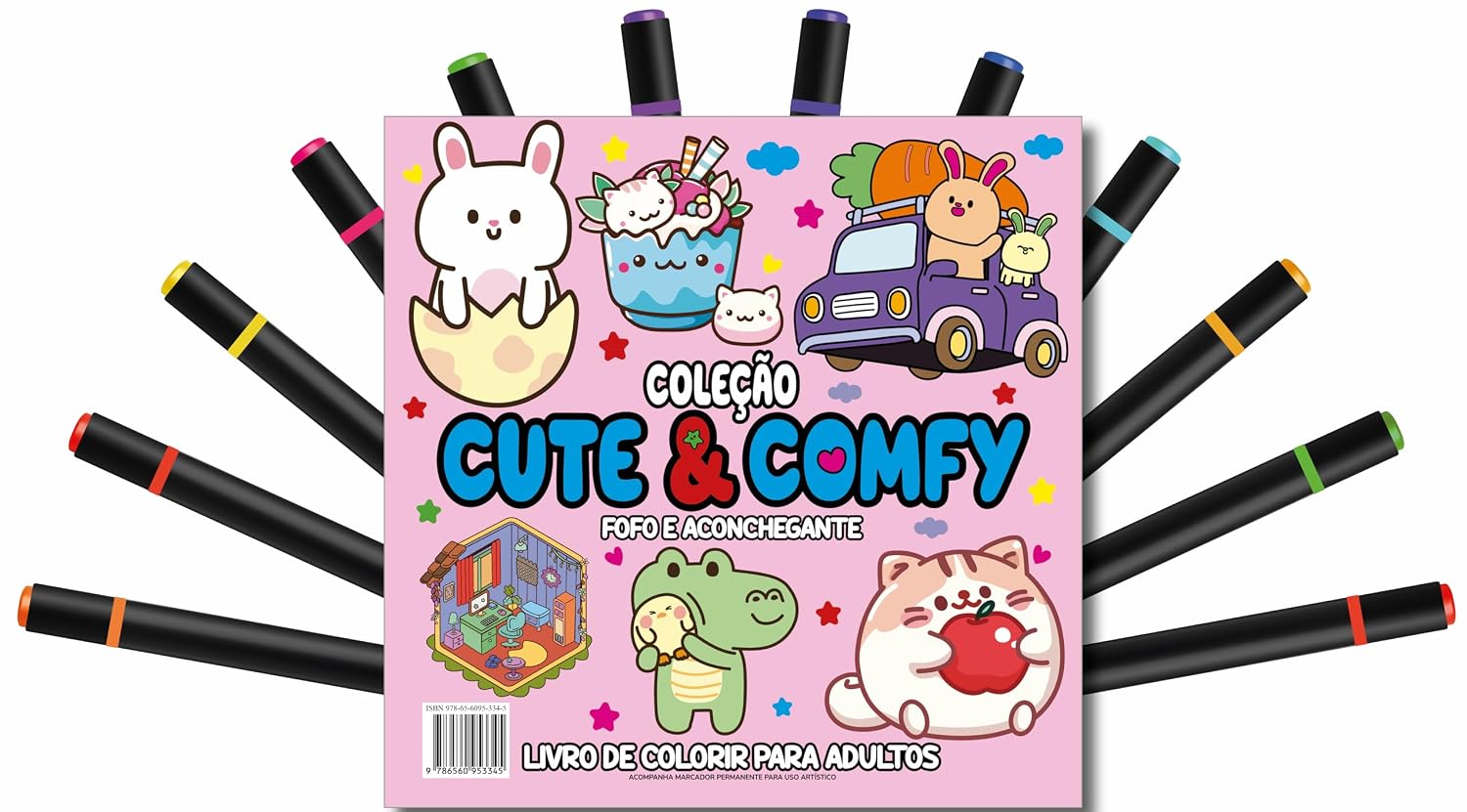 Cute & Comfy Coloring Book for Adults - Fofo e Aconchegante - Livro de Colorir Adulto