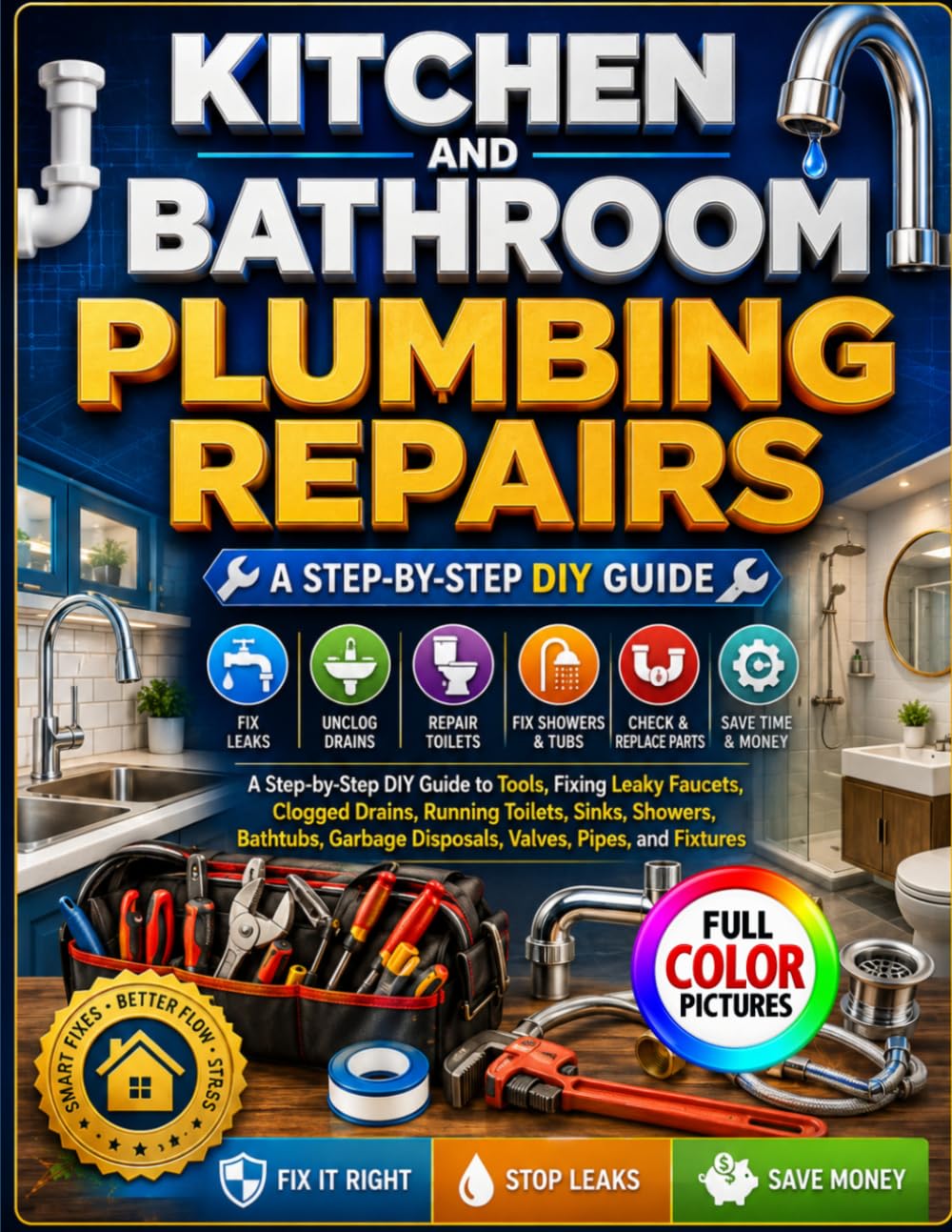 capítulo por capítulo baixar Kitchen and Bathroom Plumbing Repairs: A Step-by-Step DIY Guide to Tools, Fixing Leaky Faucets, Clogged Drains, Running Toilets, Sinks, Showers,... Disposals, Valves, Pipes, and Fixtures