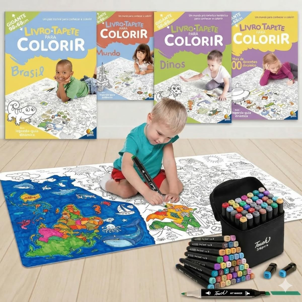 Kit Infantil 4 Livros Tapete de Colorir Educativos e Interativos + Estojo 36 Canetinhas Marcadores Touch Cores Vibrantes com Estojo de Transporte baixar o livro de graça