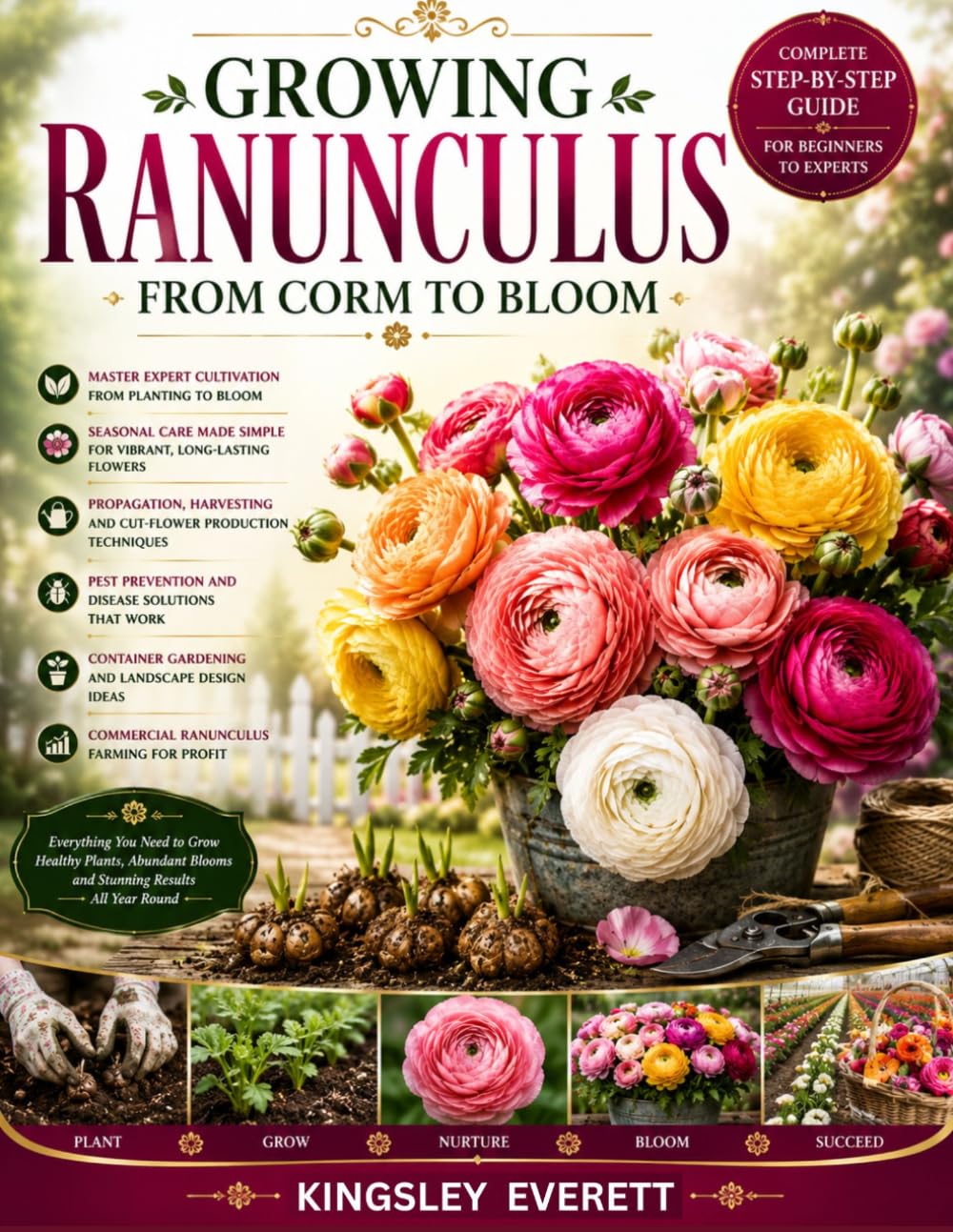 GROWING RANUNCULUS FROM CORM TO BLOOM: Master Ranunculus Cultivation, Seasonal Care, Propagation,Harvesting, Pest Control, Cut-Flower Growing, Container Gardening,Landscape Design & Commercial Farming baixar o livro de graça