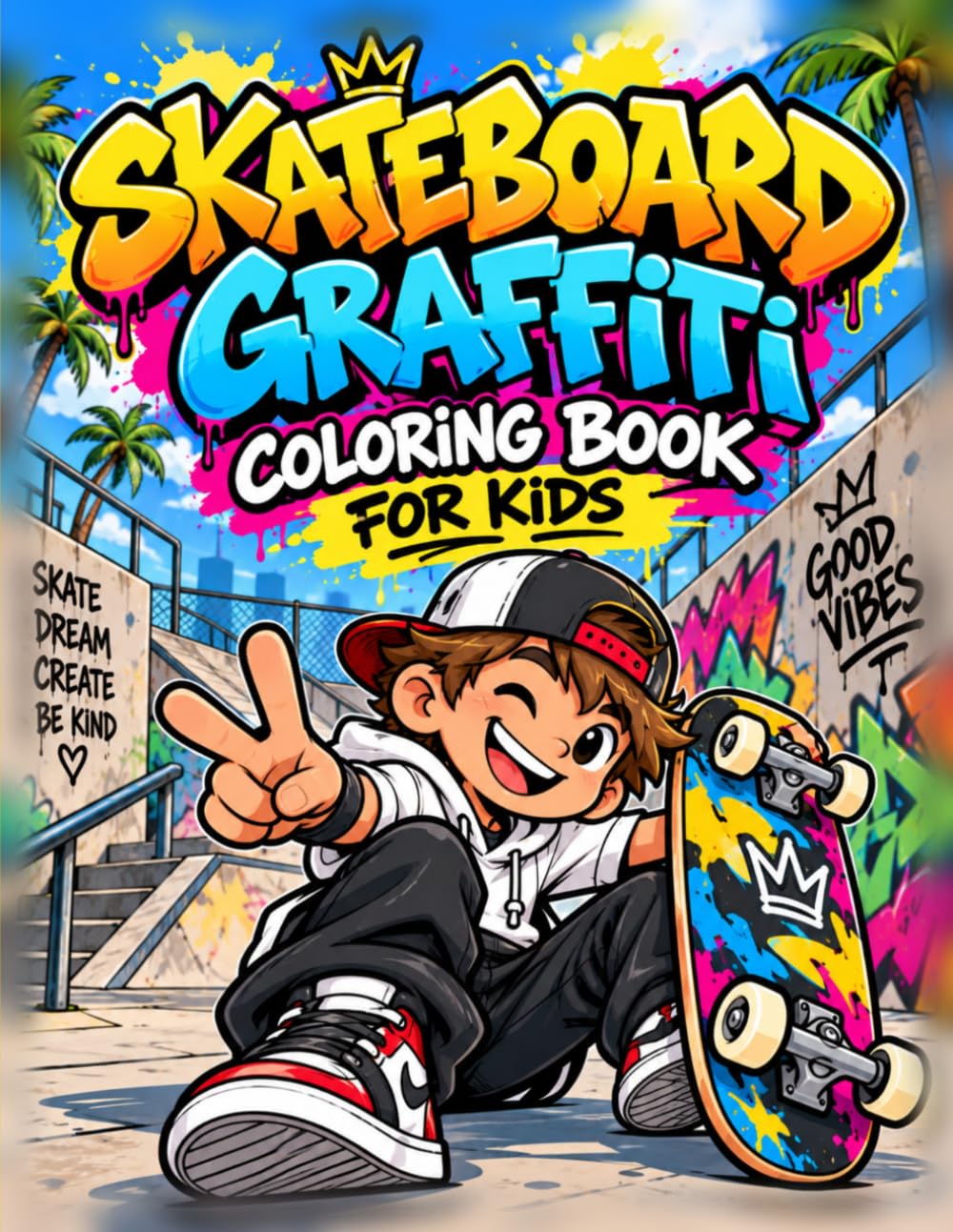 Skateboard Graffiti Coloring Book for Kids: Fun Street Art, Cool Skateboards, Graffiti Words and Easy Coloring Pages for Kids - Single-Sided Black Pages to Prevent Bleed-Through baixar livro de graça