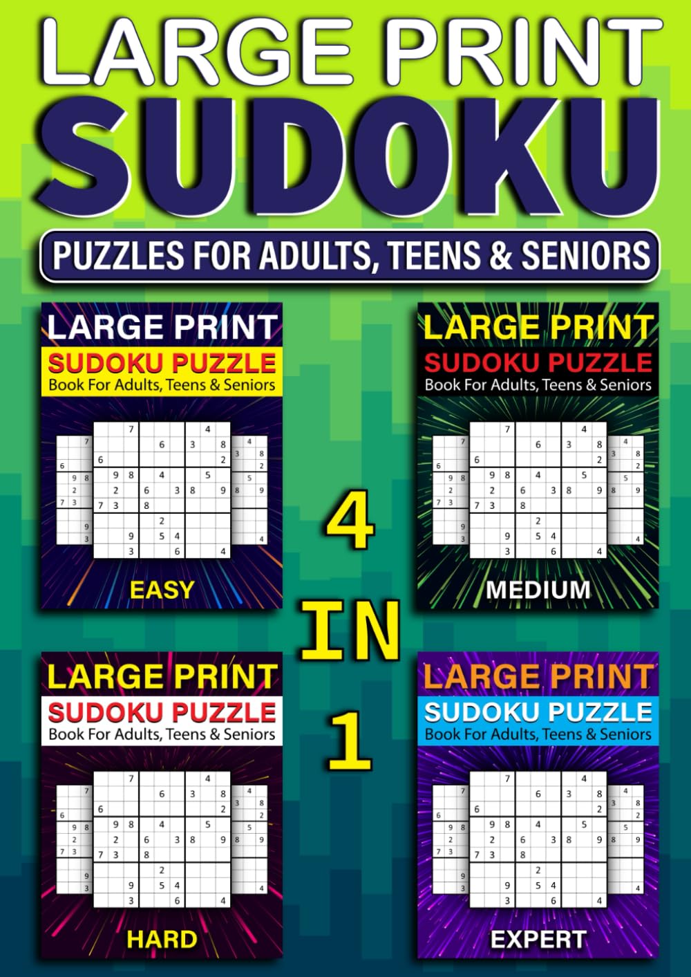 ler totalmente 4 in 1 Large Print Sudoku Puzzle Book Collection for Adults: From Easy to Expert Sudoku Puzzles for Adults, Teens, and Seniors with Full Solutions Inside the Book