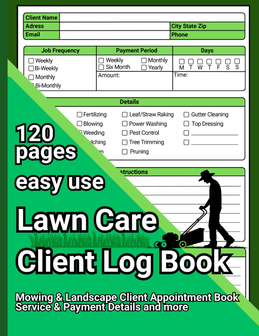 capítulo por capítulo baixar Lawn Care Client Log Book: Mowing & Landscape Client Appointment Book | Service & Payment Details and more (German Edition)