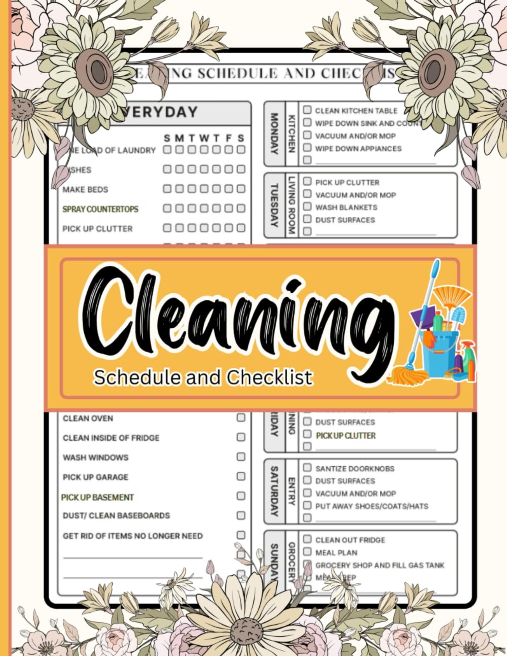 ler totalmente Cleaning Schedule and Checklist: The Cleaning Handbook Organized Schedules, Checklists, and Planners for Daily, Weekly, and Monthly Tasks.