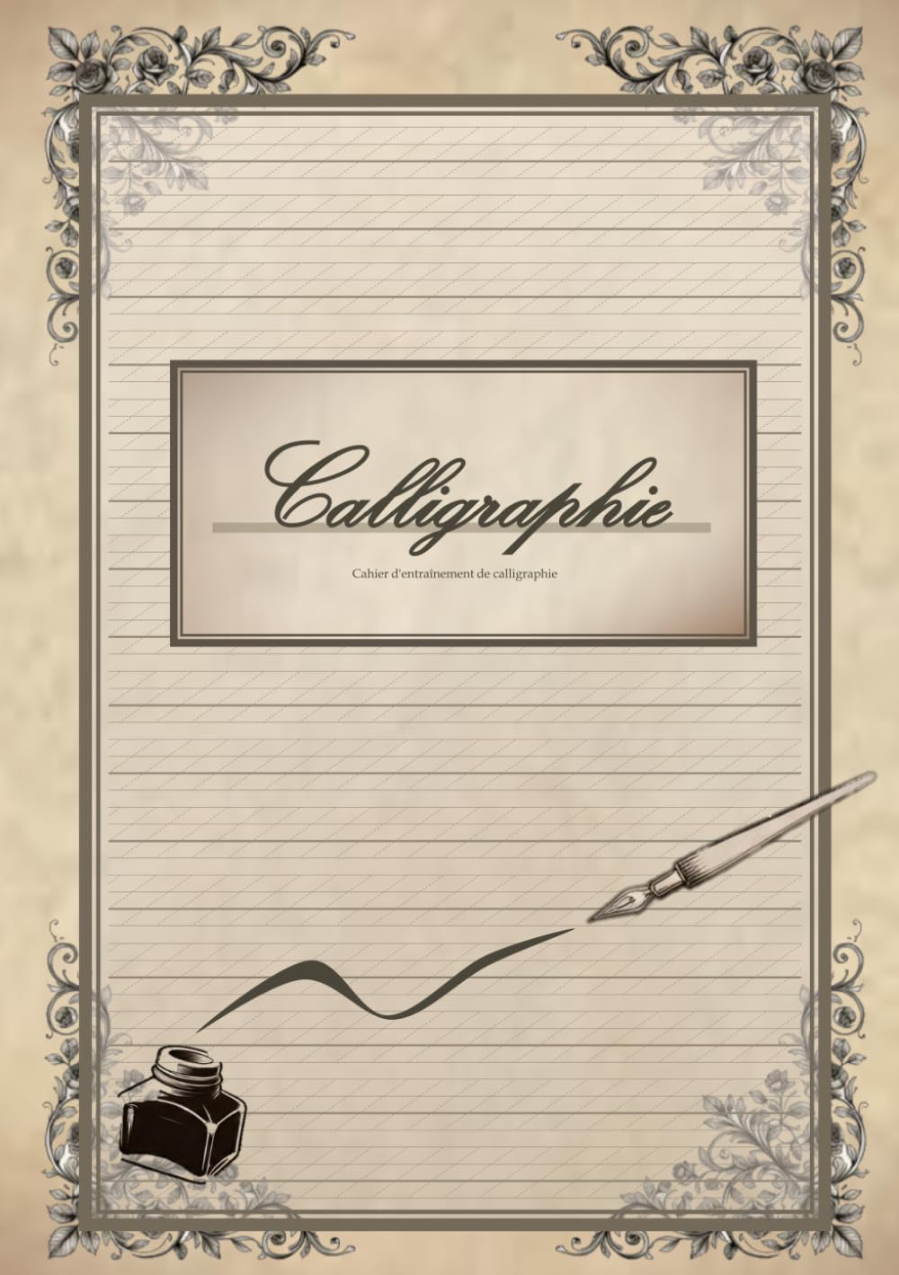 ler totalmente Cahier d'entraînement de calligraphie, 240 feuilles imprimées en recto seul,format A5 (format compact), 16 lignes par page, pages détachables (French Edition)