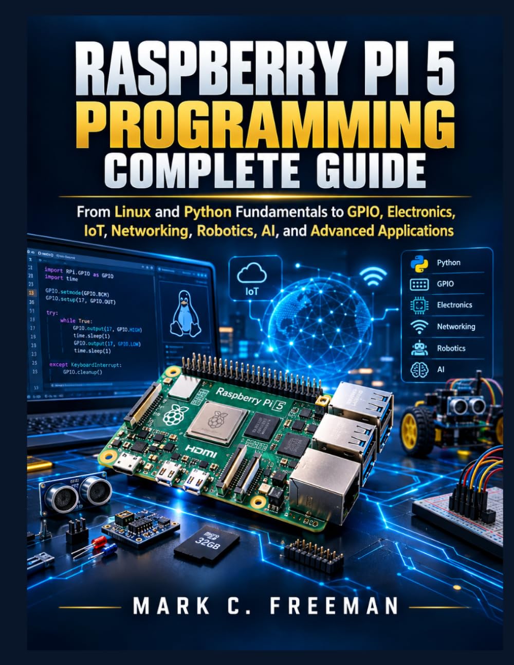 capítulo por capítulo baixar Raspberry Pi 5 Programming Complete Guide: From Linux and Python Fundamentals to GPIO, Electronics, IoT, Networking, Robotics, AI, and Advanced Applications