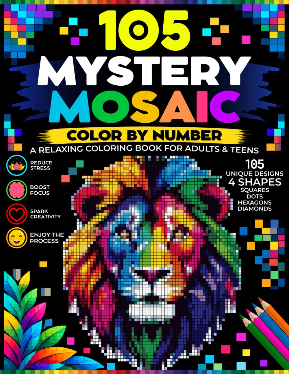 capítulo por capítulo baixar 105 Color by Number Mystery Mosaic: Relaxing Coloring Activity for Adults & Teens with 4 Unique Shapes, Hidden Pictures & a Master Color Palette