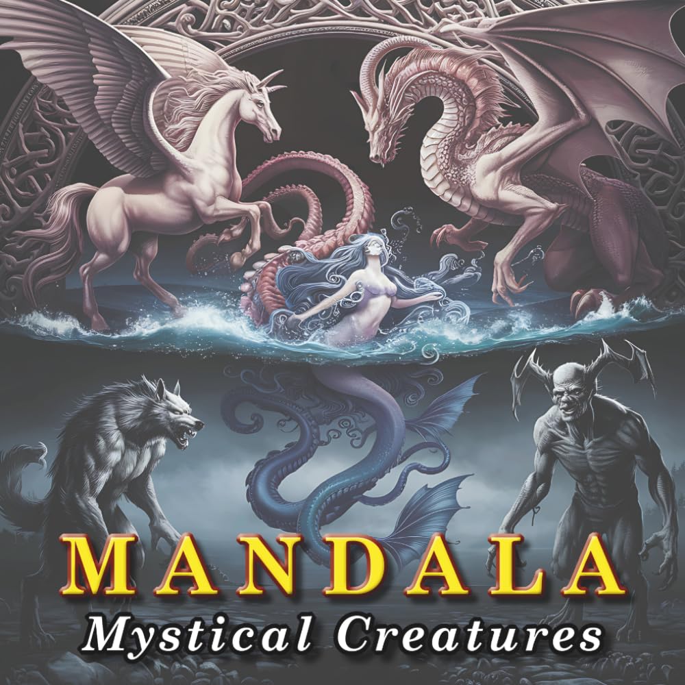 ler totalmente Mystical mythical creatures - Mandala coloring book “Part 1”: For teenagers and adults with heads of creatures from various myths and legends.