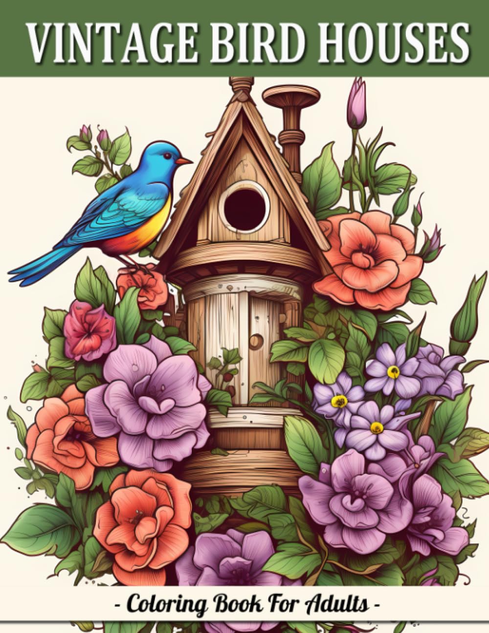 ler totalmente Vintage Bird Houses: Relaxing Designs Of Vintage Backyard Birds Coloring Book For Adults